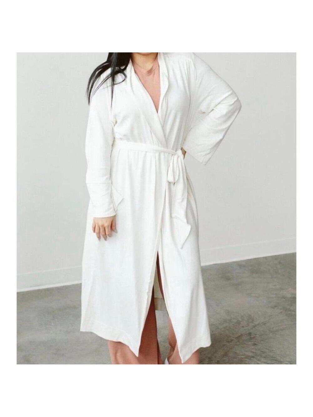NWT Goumi Kids Mom Cloud Robe M/L Womens Bamboo White Organic Cotton Pockets
